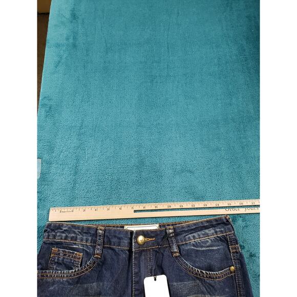 Soho Babe Jeans Sz 5 Womens Blue Mid Rise Cuffed Crop Distressed Stretch NWT - Picture 11 of 15